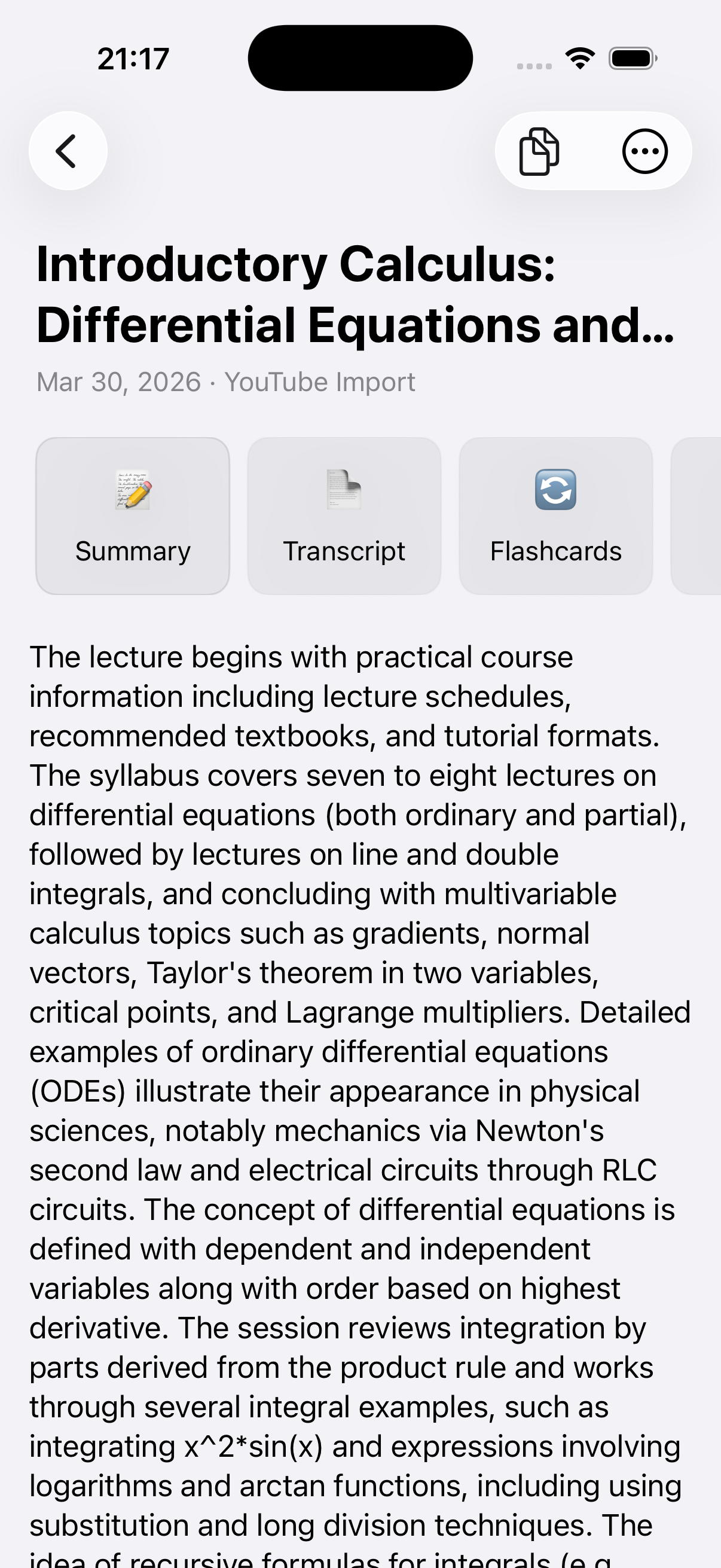 Review the AI summary and notes